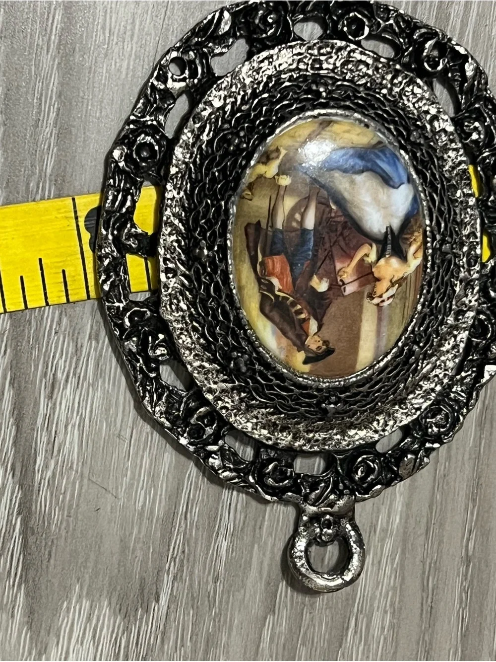 Vintage Large Porcelain Fragonard Pendant Gallant Scene Courting Couple Antique